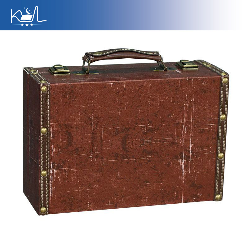 Retro Vintage Trunk Suitcase - Vintage Czerwona Dekoracyjna Walizka Skrzynia do