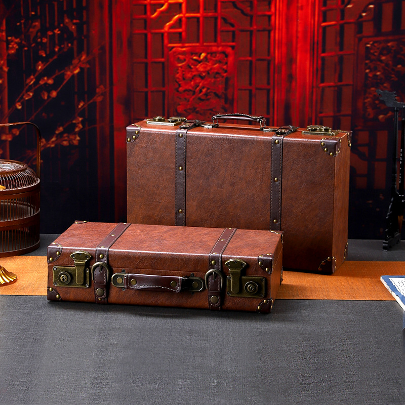 Retro Vintage Trunk Suitcase - Vintage Drewniana Walizka Wielofunkcyjna Retro Skrzynia