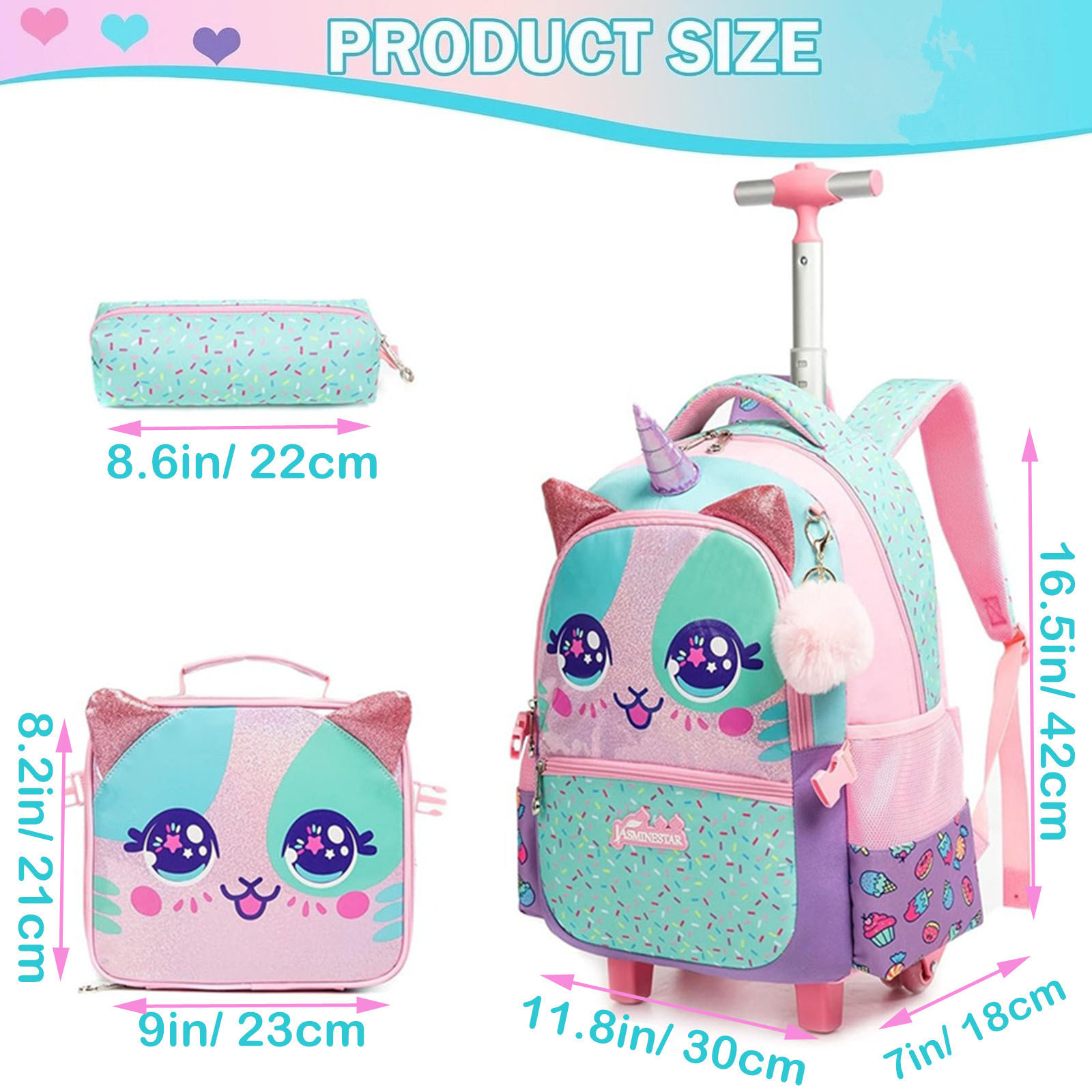 3 SZTUKI Śliczny plecak na kół – Foldable Rolling Luggage Bag recenzja i cena