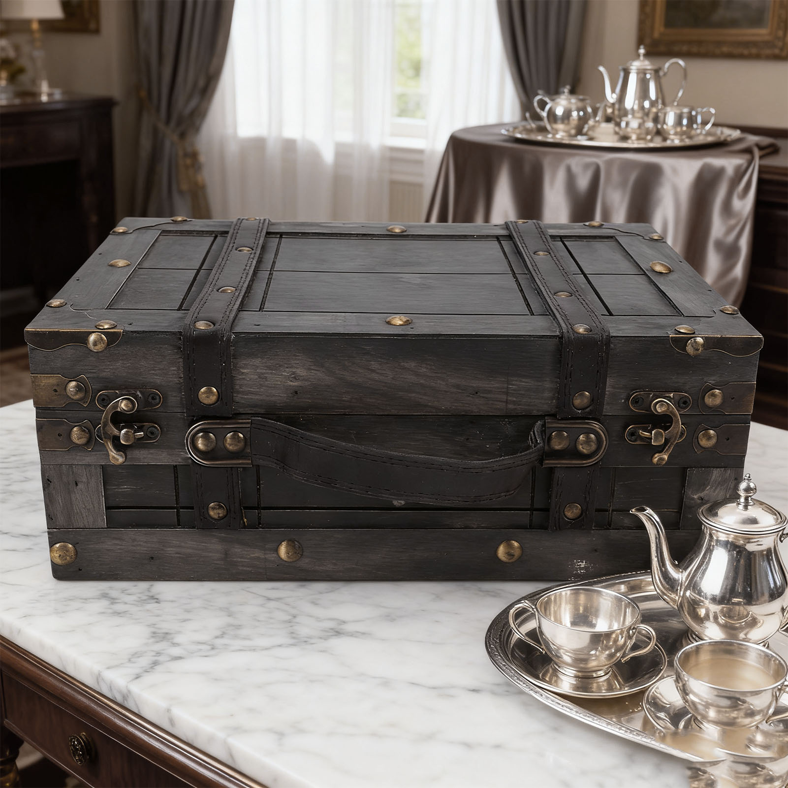 Drewniana skrzynia do przechow – Retro Vintage Trunk Suitcase recenzja i cena