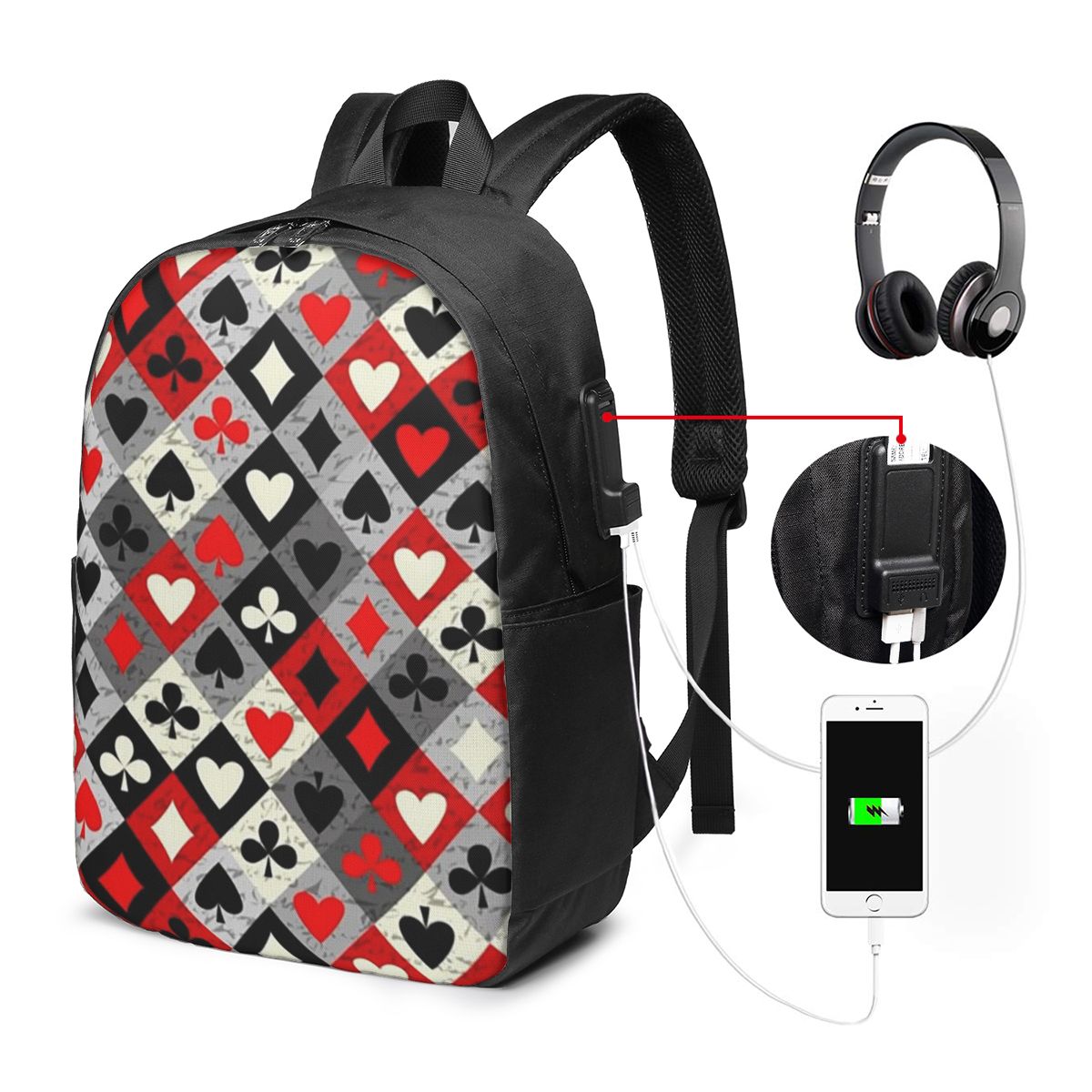 Plecak z nadrukiem kart do pok – Travel Bags recenzja i cena