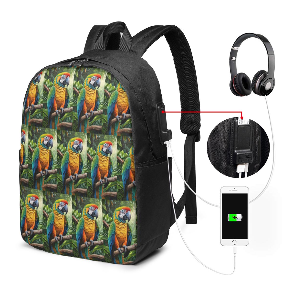 Uroczy plecak z papugami ary,  – Travel Bags recenzja i cena